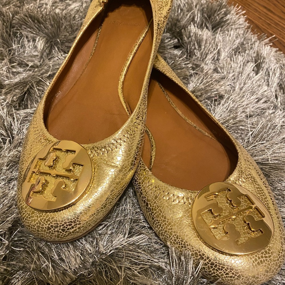Tory Burch Reva Metallic Ballet Flats